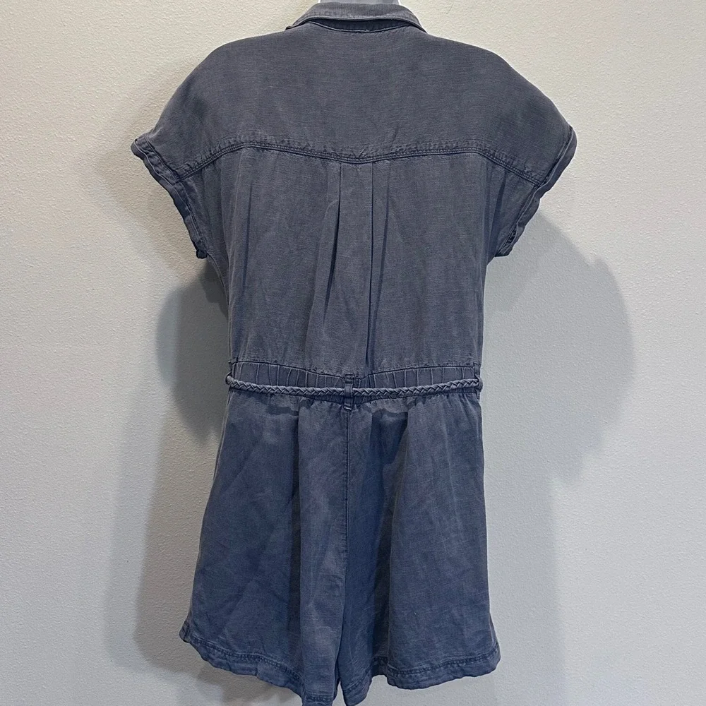 Nicole Miller New York Utility Romper Short Sleeve Belted Gray Women's M - Picture 3 of 9